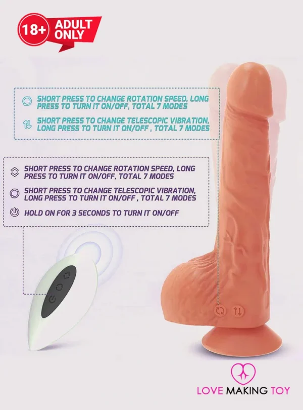 Phanxy 8 Inch Realistic Dildo Sex Toy For Women With 7 Speed Vibration & Heating-4