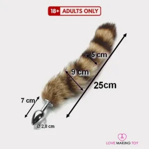 Fox tail anal plug with brown plated metal design – premium anal plug tail, metal anal plug, anal plug for women