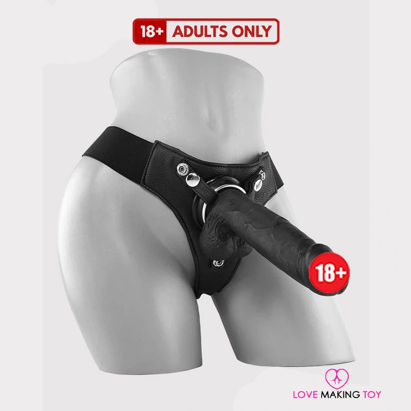 Big Strapon – Realistic Black Penis & Balls Strap-On for Couples Big strapon – realistic black penis and balls strap-on for couples