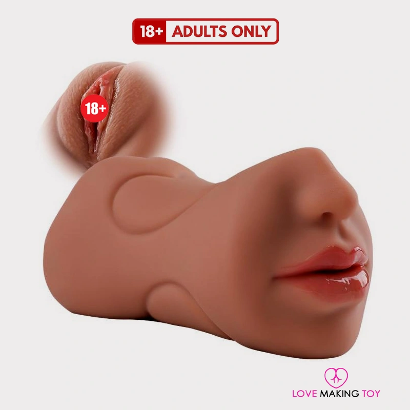 Oral Masturbator for Men 2 in 1 Silicone Pussy and Mouth