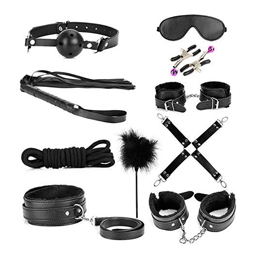 10 Piece Love Cuffs Bondage Kit Set Black Bsk 020 Love Making Toy 