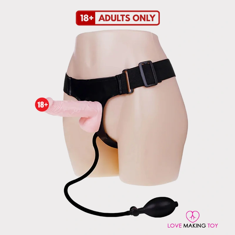 Inflatable Strap On Dildo with Balls – Lifelike Adjustable Strapon Inflatable strap on dildo with balls – lifelike adjustable strapon