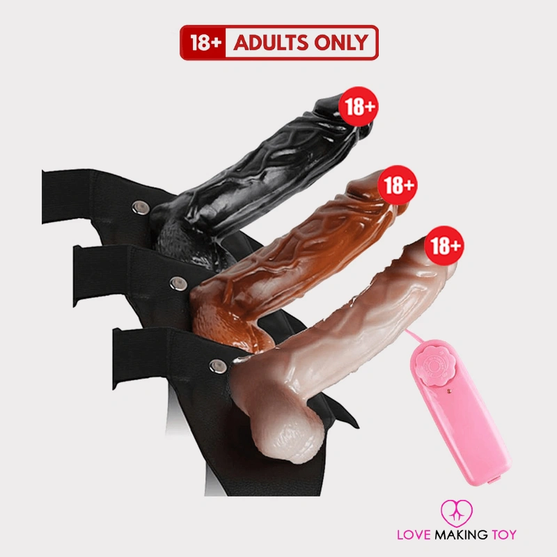 Strapon dildo with balls and multispeed vibration – dildo with strap