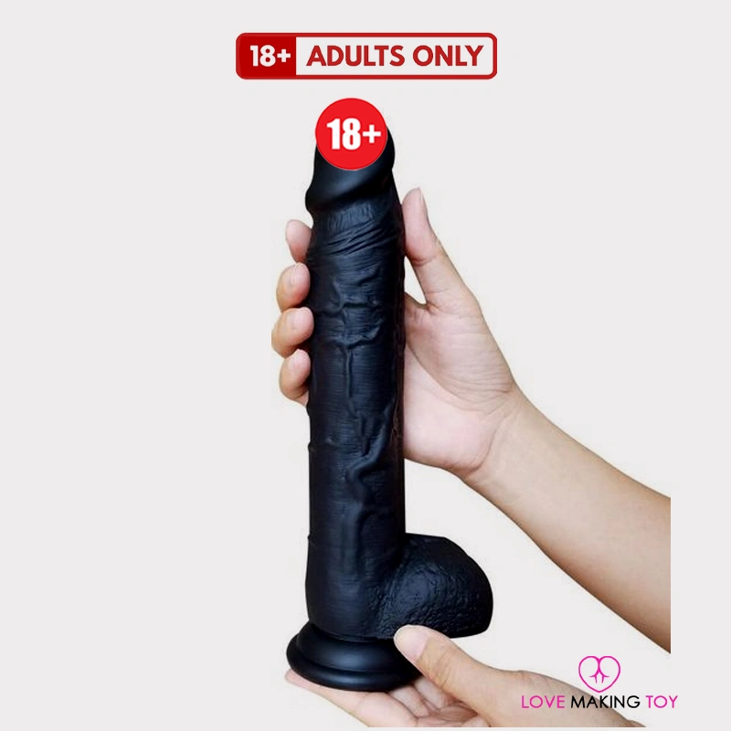 XL Phantom Female Dildo – Big Black Realistic Toy with Balls