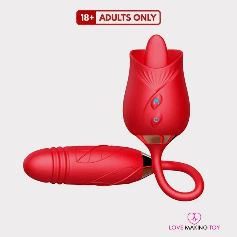 Dual Rose tongue vibrator with dual stimulator design for intense pleasure