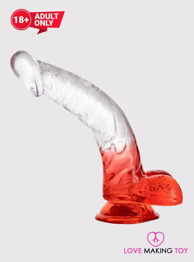 Crystal Penis Twin Color Dildo With Balls & Suction Cup-lovemakingtoy.com