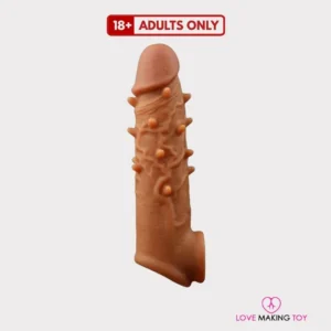 Double Hole Penis Sleeve Sex Toy with Extra Dots and Spikes for Enhanced Pleasure
