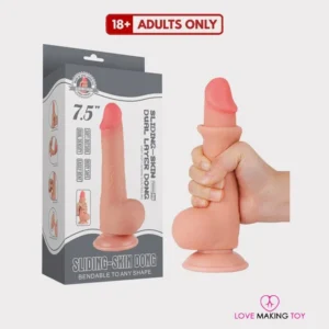 Ultra realistic sliding skin dildo with lifelike detailing and dual-layer construction.